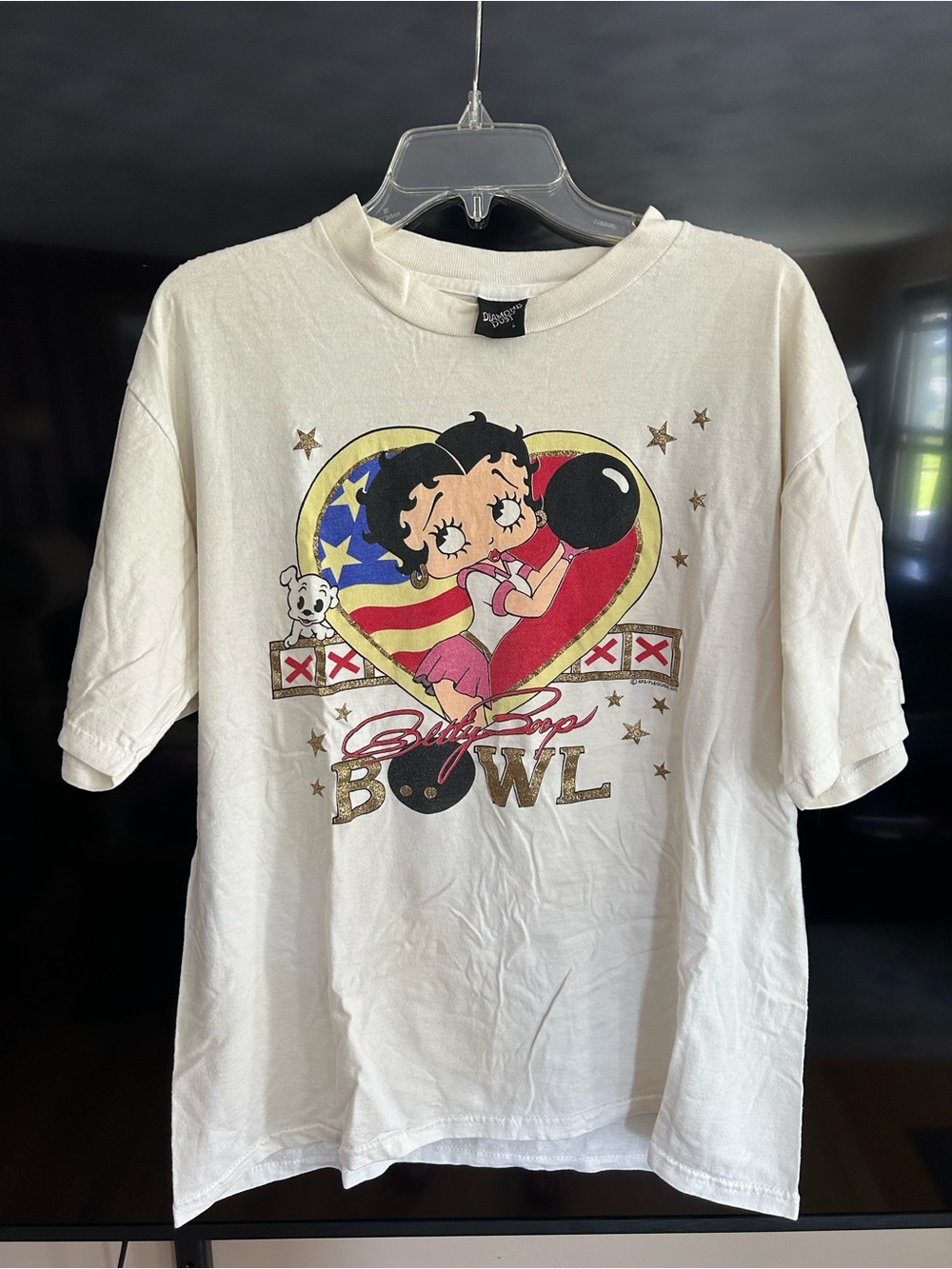 Betty Boop White Graphic Bowling Tee
